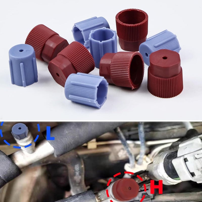 Cranviech 10 Pcs Conditioning Valve Covers, A/C Cap 13mm Low Side and 16mm High Side Air Conditioning Service AC System Port Caps, Suitable for Most Cars - Image 3